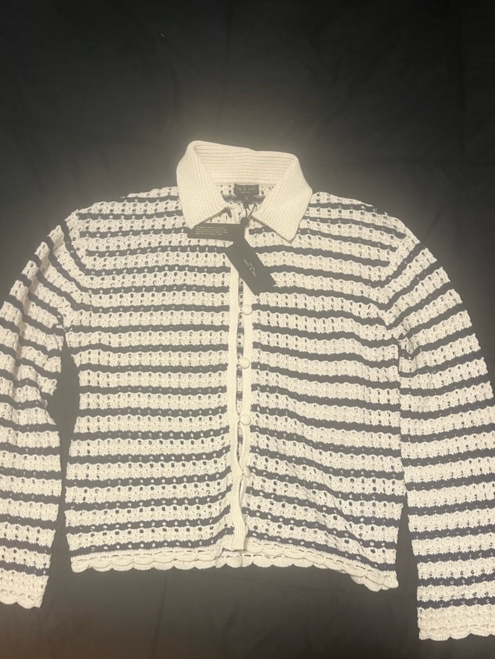 RAG & BONE (New York ) IVORY KHLOE STRIPE CARDIGAN | SZ: XS/0 |  Orig: $358